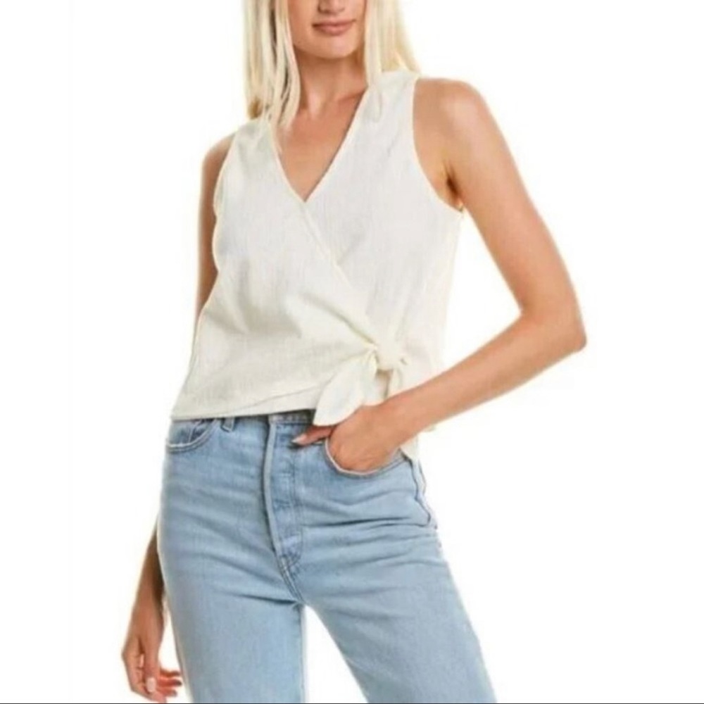 Madewell white sleeveless blouse.